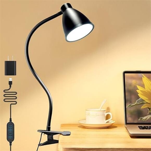 Desk Lamp 3 Color Modes 10 Brightness Dimmer Reading Light 10W 38 LED Clamp Lamp - Picture 7 of 7